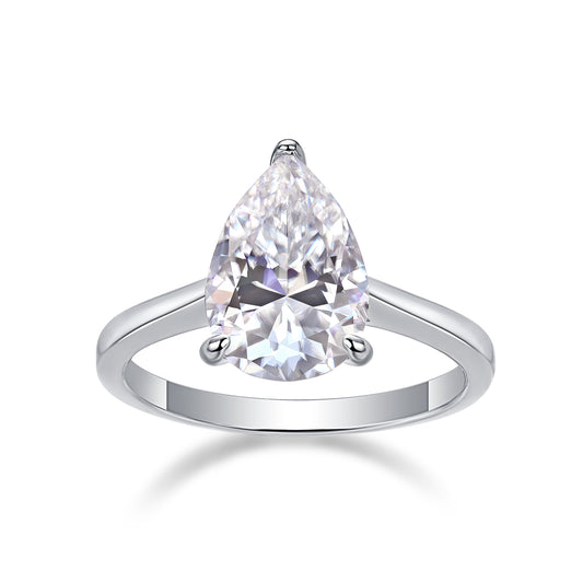 Rosa Pear Solitaire Ring